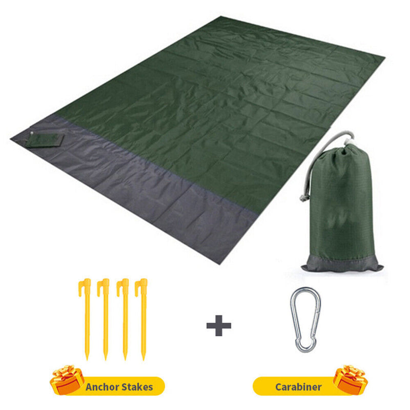 Waterproof Mat Foldable Picnic Beach Sitting Pad Kit (Dark Green 140x200cm)