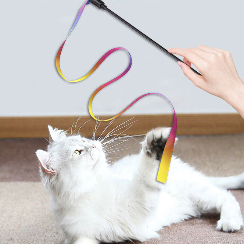 Cat Toys Funny Colorful Teasing Wand Stick Pet Cats Dogs Interactive Teaser
