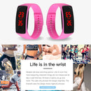 LED Silicone Bracelet Digital Children Men Women Sport Wrist Watch (Rose)