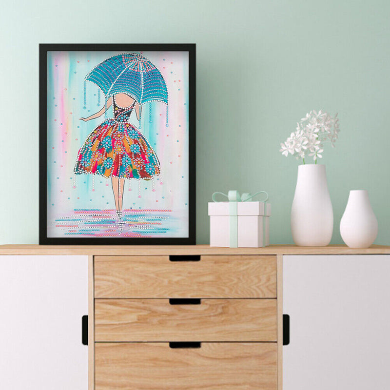 Diamond Painting Umbrella Girl Back Partial Drill Rhinestone Mosaic Art Picture