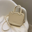 Women Mini Square Bag Solid Color Top-handle Handbags PU Leather Shoulder Tote