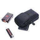 Men Cowhide Leather Phone Belt Bags Solid Color Zipper Fanny Pack (Black)
