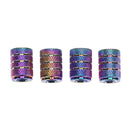 4pcs Rainbow Color Aluminum 3-Groove Style Car Wheel Tire Valve Caps Covers