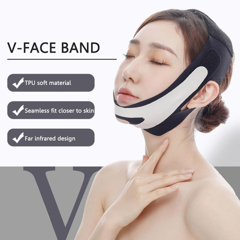 Facial V-Face Band with Chin Point Design for Women Beauty Tools (Black)