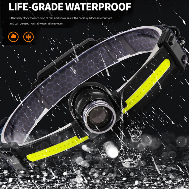 Sensor XPG COB Headlamp Waterproof USB 7 Lighting Modes Telescopic Flashlam