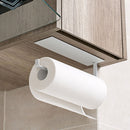 Kitchen Self-adhesive Roll Paper Holder Bathroom Towel Storage Rack (White)