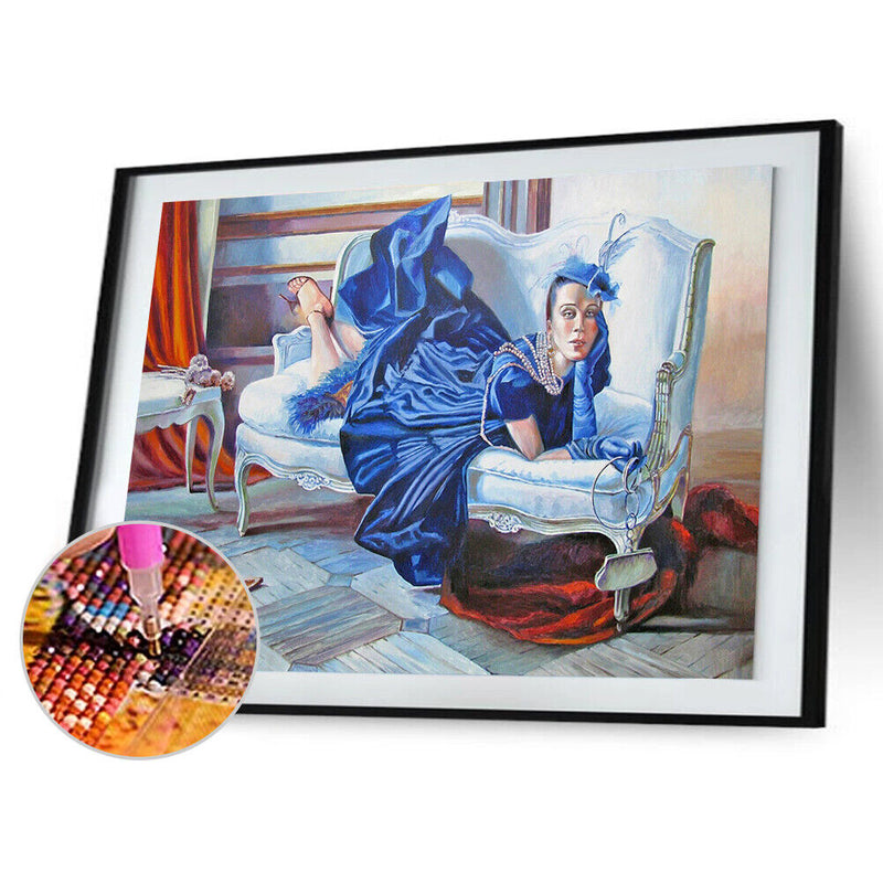 5D DIY Diamond Painting Elegant Lady Full Round Kit Rhinestones Wall Home Decor