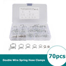 70pcs/set Assorted Double Wire Spring Clamps for Fuel Line Hose Tube 6-18mm