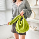 Women Soft Warm Plush Pure Color Handbags Female Travel Fluffy Shoulder Bags
