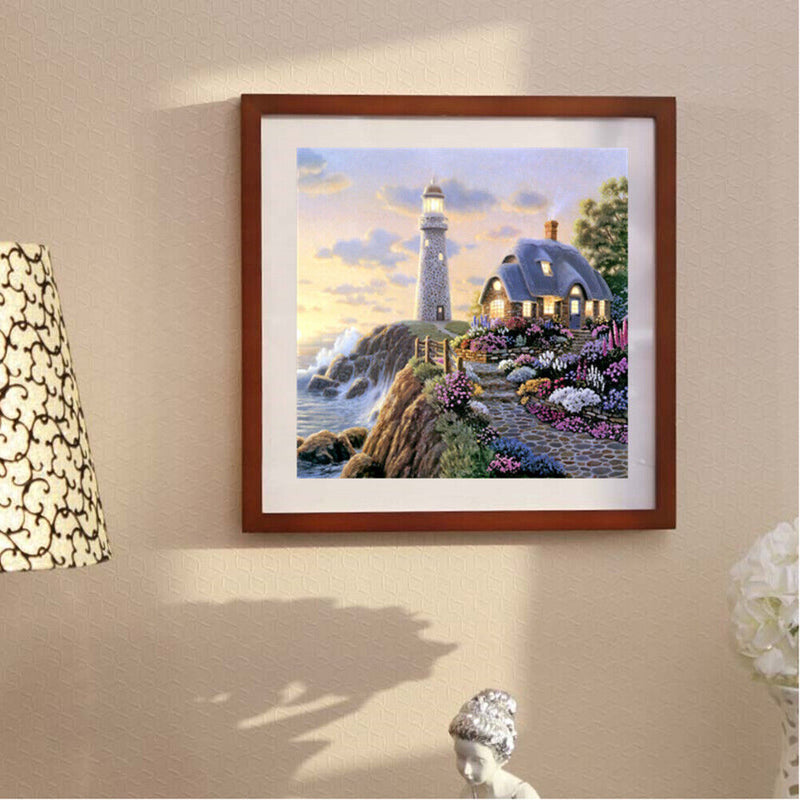 House 5D DIY Round Rhinestone Embroidery Kits Needlework Set Cross Stitch