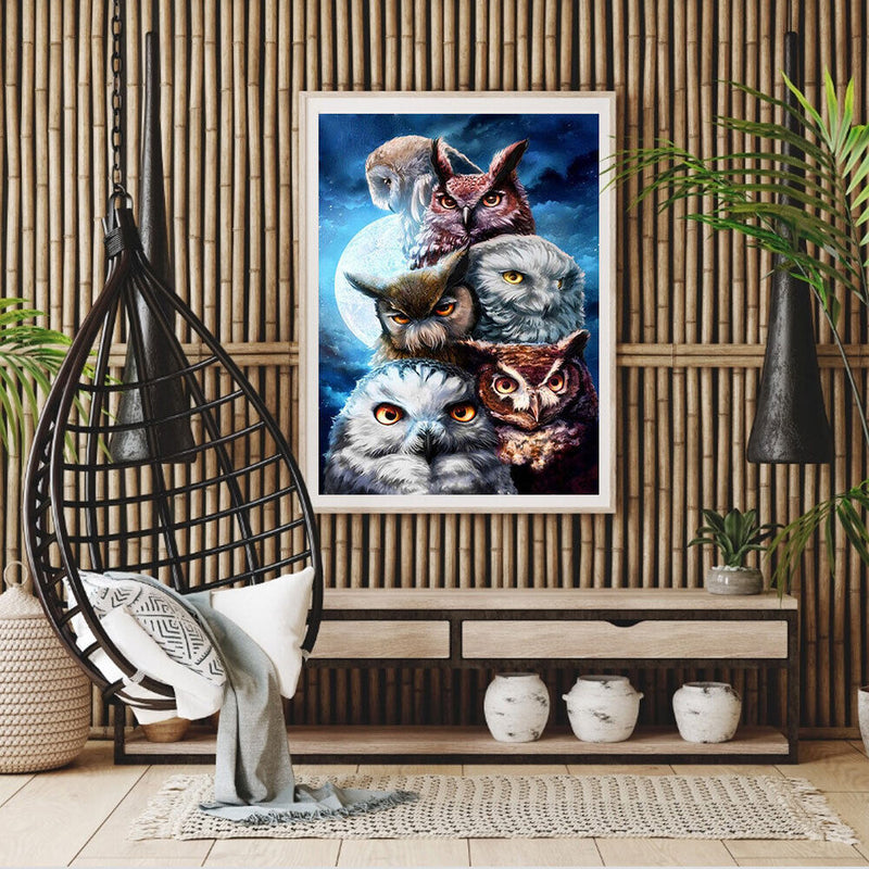 5D DIY Diamond Painting Owl Full Round Drill Mosaic Rhinestone Picture Home A