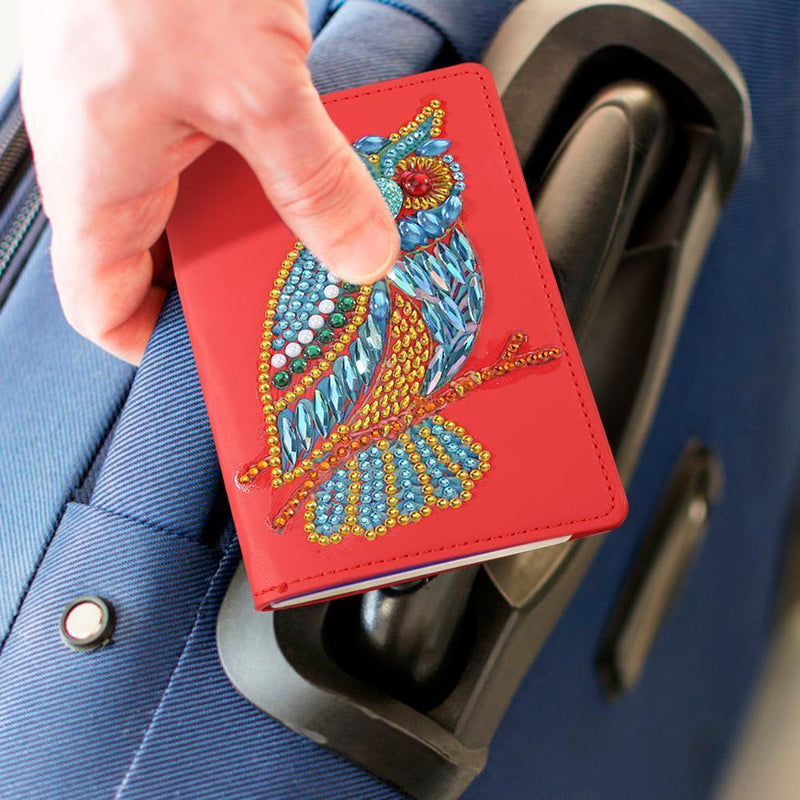 DIY Owl Special Shaped Diamond Painting Leather Travel Passport Protective Cover