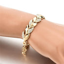 Gift Braided Leaf Bracelets Crystal Bangle Shiny Bridal Wedding Jewelry