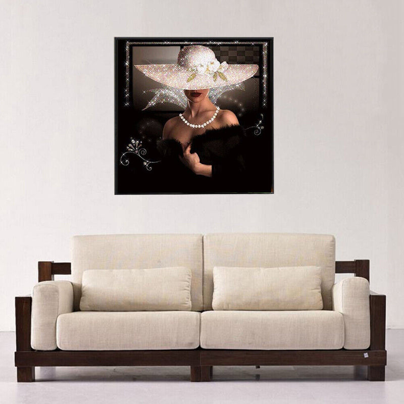 Beauty Lady with Headdress 5D Diamond DIY Painting Kit Home Decor Part Round