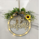 Decor Round Wreath Decoration Lighted Front Door Decor Welcome Sign For Outdoor