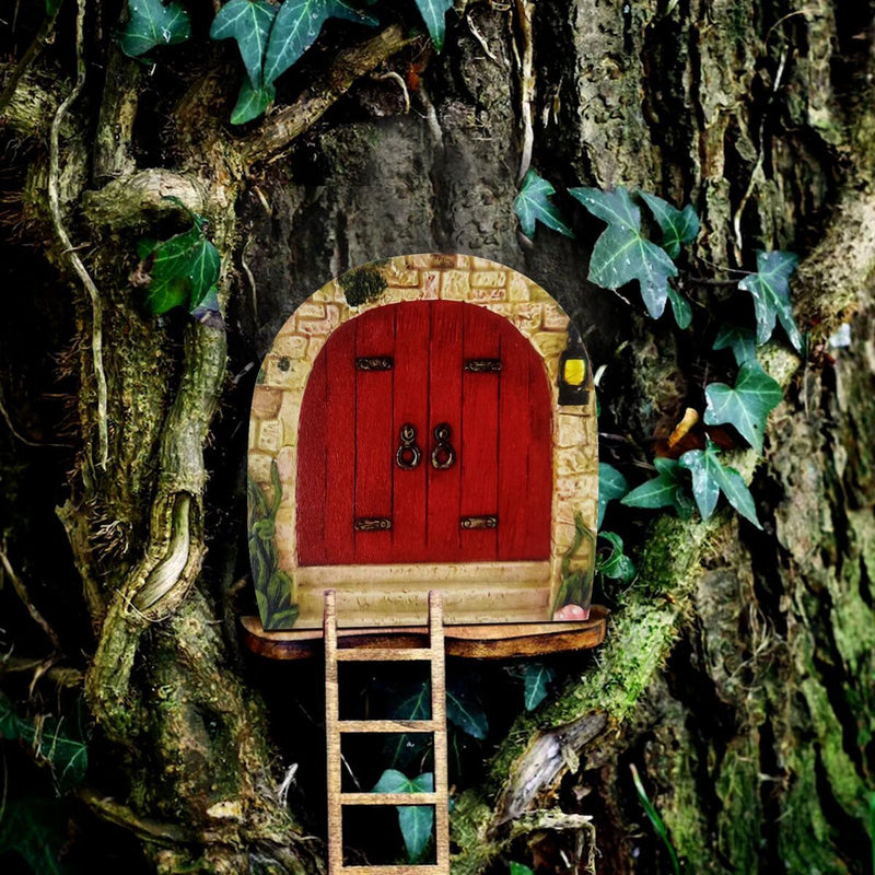 Window Home Courtyard T ree Decor Mini Dwarfs Fairy Tale Door Garden Decoration