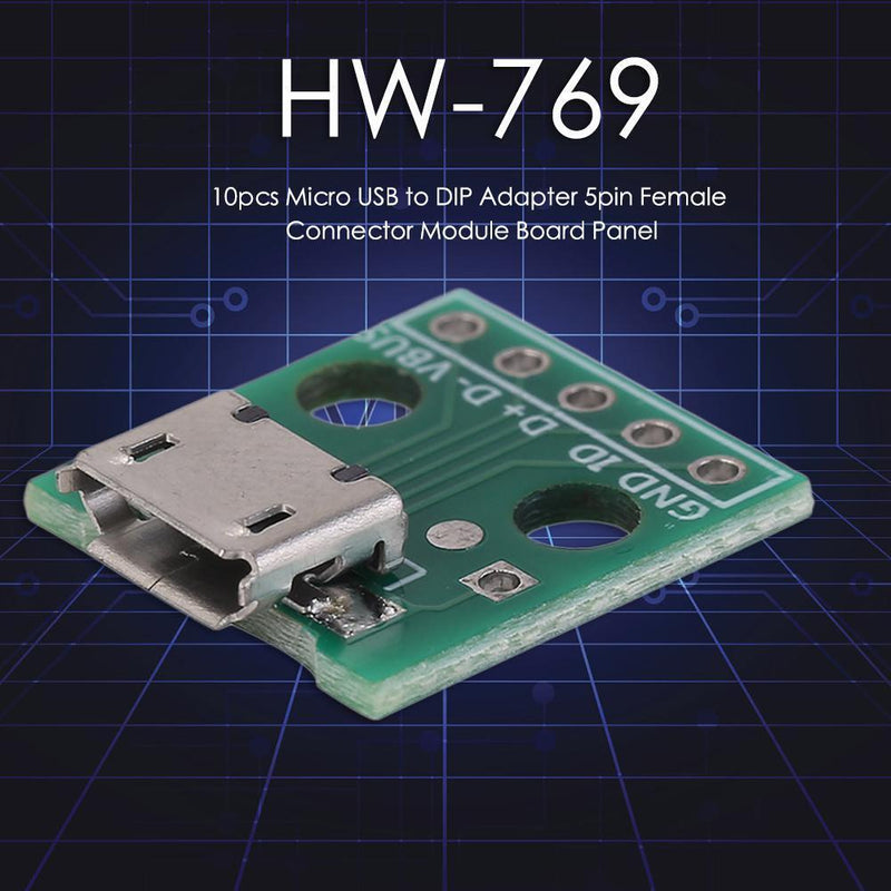 10pcs USB to DIP Adapter Board Pin Board Micro USB Female to DIP Converter