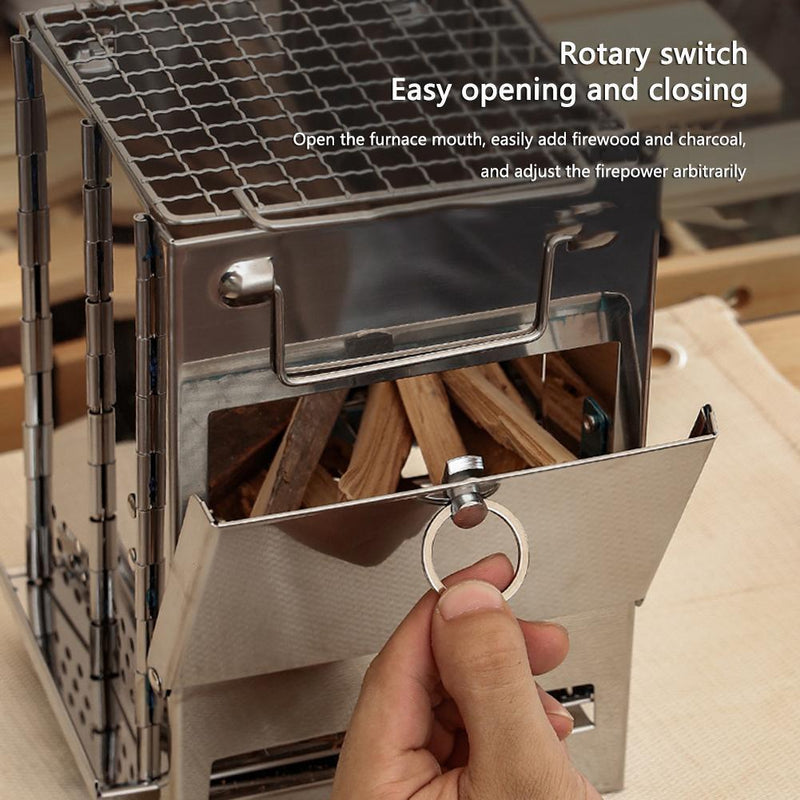 2pcs Outdoor Wood Stove Portable Camping Picnic BBQ Folding Cooking Grill