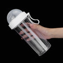 600ml Dual Straw Cup Outdoor Sports Drinking Beverage Water Bottle (White) Newly