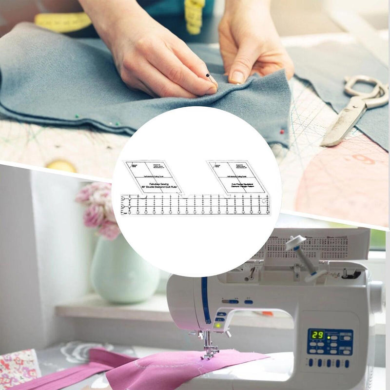 60 Degree Double Diamond Rulers Quilting Patchwork Template Acrylic Sewing Rule`