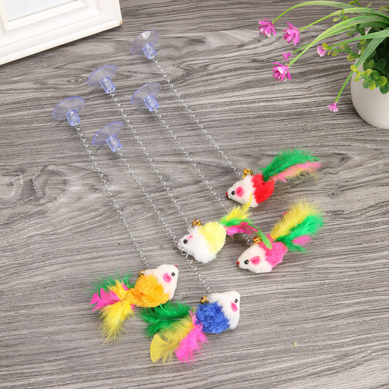 5pcs/set False Mouse Spring Fun Cat Toys Pet Kitten Playing Training Sucker