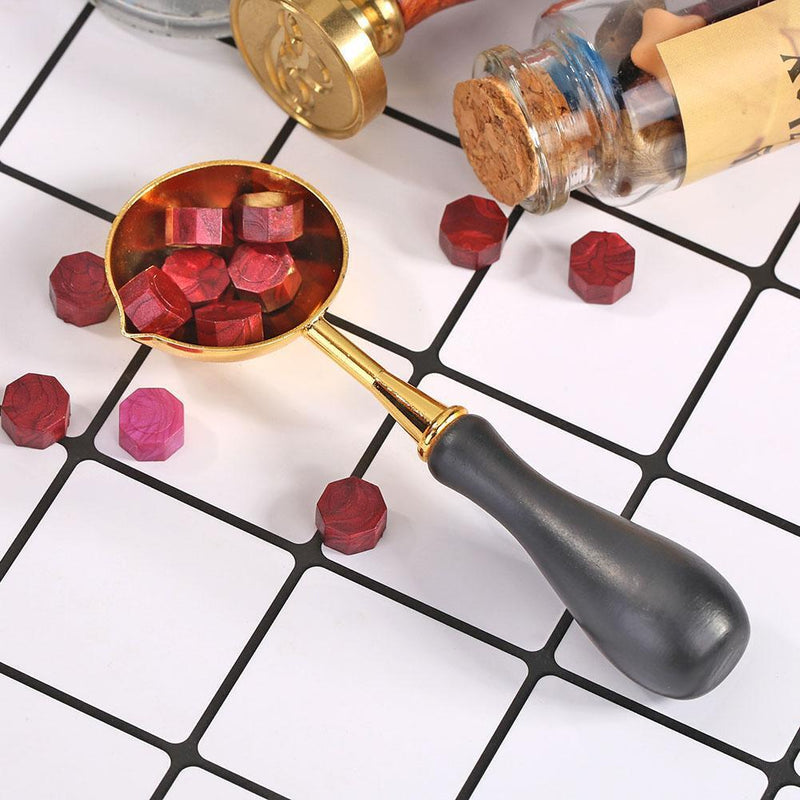 Copper fire color seal paint spoon wood handle burning melting stamp metalw
