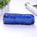 Sequins Pencil Case Cosmetics Bags Women Girl Purse Clutch Pen Bags (Blue)