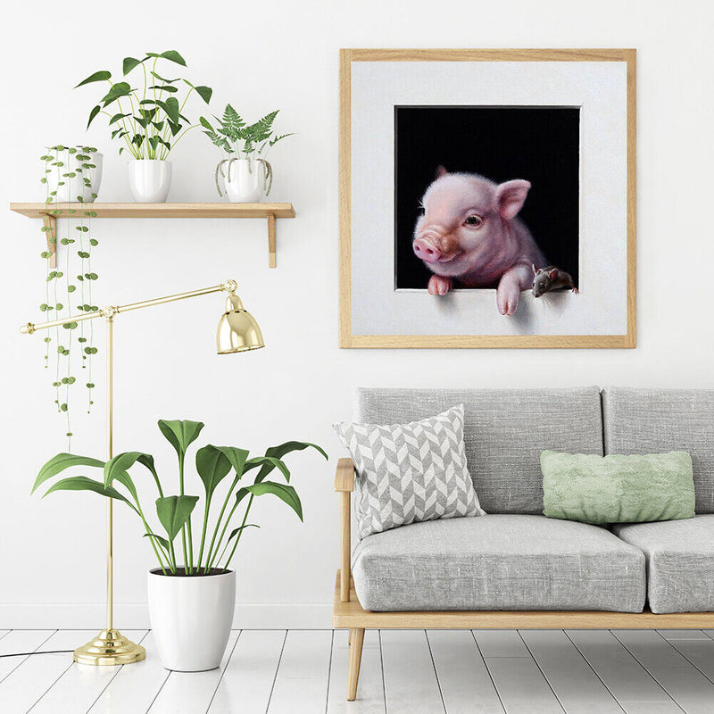 Pig and Mouse Oil Paint By Numbers DIY Handpainted on Canvas Home Decorations