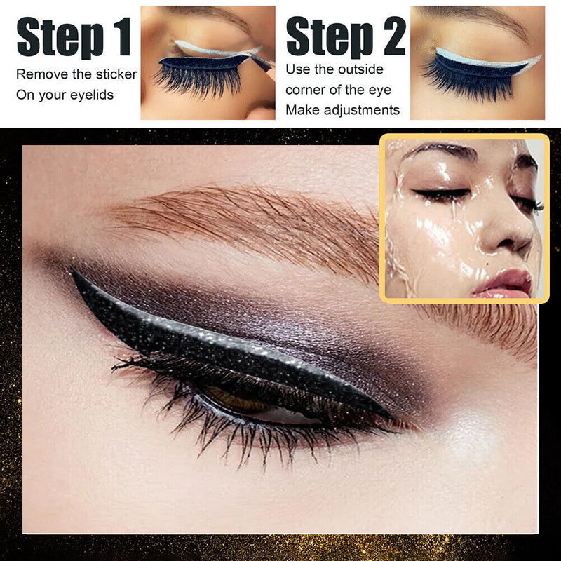 Glitter Eyeliner Stickers Longlasting Self-Adhesive Eyelid Strips for Women