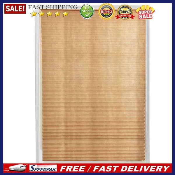 Self-Adhesive Pleated Blinds Half Blackout Window Curtains (Brown 90X180cm)