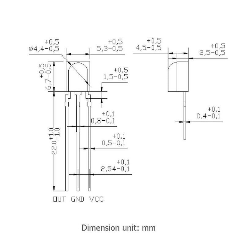 YouN CH1738 012 Infrared Receiver Module, 38 kHz, 10 pcs