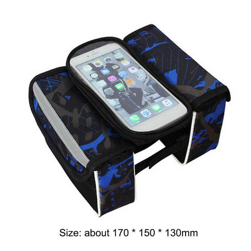 Bike Touch Screen Phone Bag Bicycle Top Tube Bag Riding Equipment (Blue) Newly