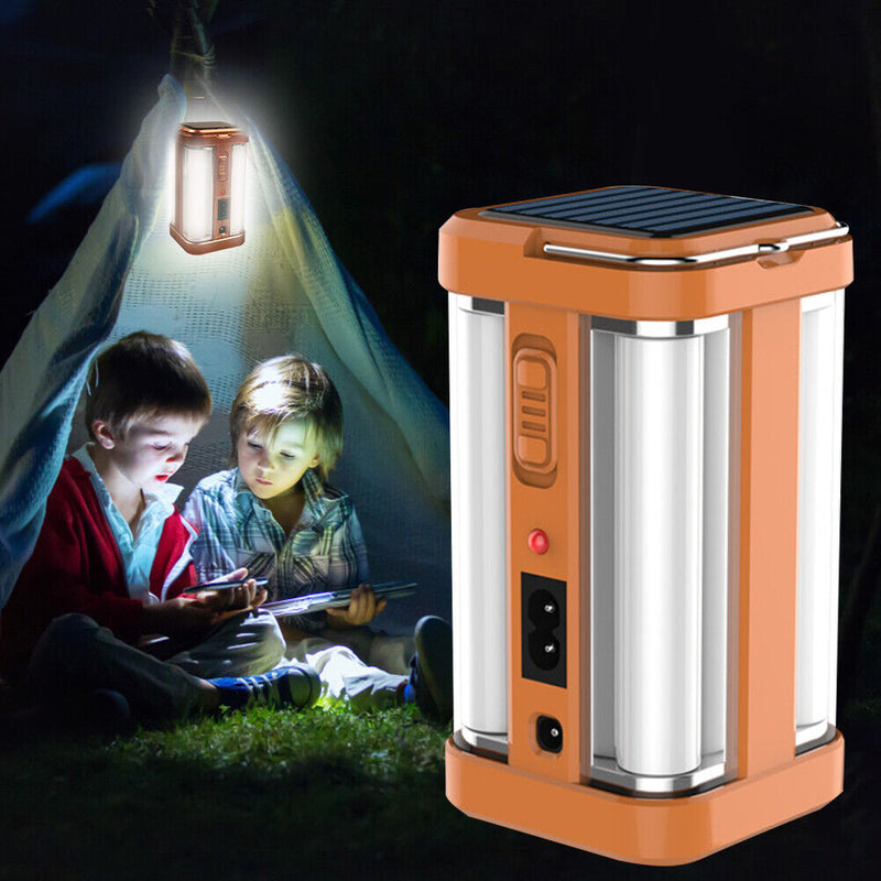 Solar LED Portable Lantern 4 Sides Rechargeable Outdoor Camping Emergency Lamp