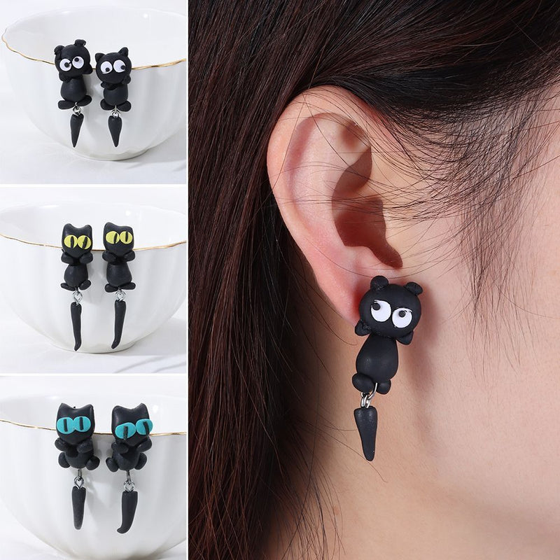 Ear Jewelry Cartoon Animal Stud Earrings Handmade Cat Earring Polymer Clay
