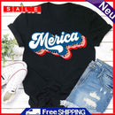 Independence Day Print Merica Letter T-Shirt (Black S)