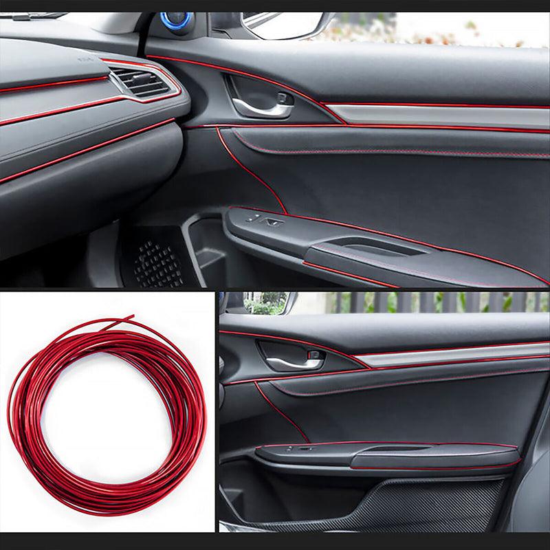 Car Interior Moulding Trim 16ft(5m) Flexible Automobile Line Strip (Red) Newly