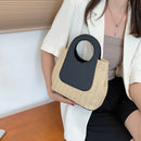 Straw Basket Handbags Summer Woven Leather Beach Shopping Shoulder Tote Bags