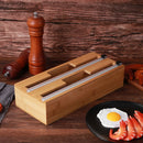 #A Bamboo Wood Wrap Dispenser Cutter Food Wrap Cling Film Holder Organizer Kitch