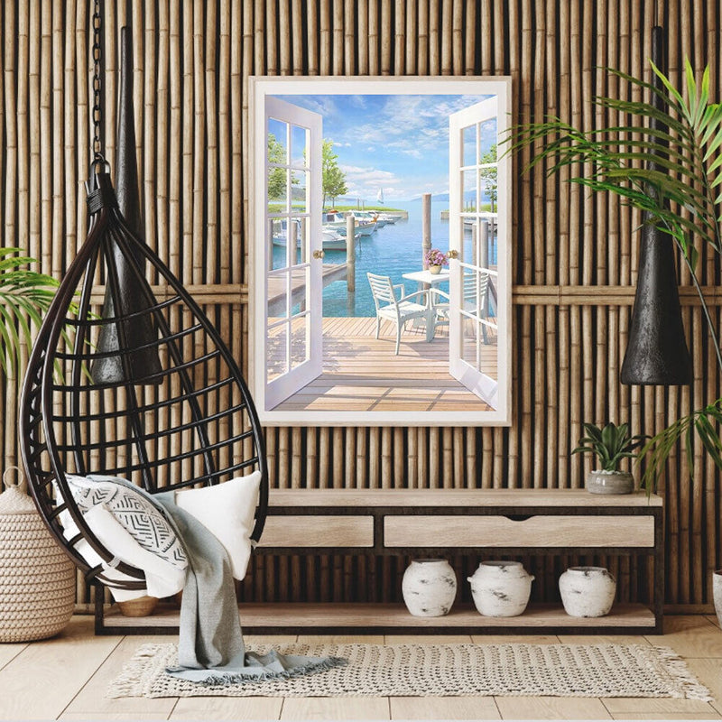 Drawing Paintwork Outside Door Seascape Home Room Decor 40x50cm Without Frame