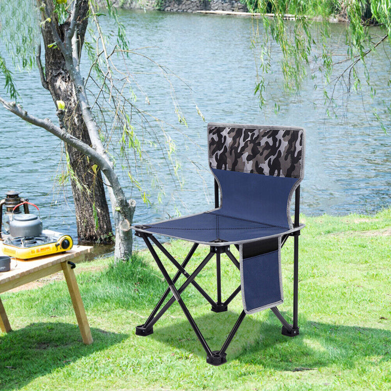 Portable Chair Folding Seat Fishing Camping Picnic Stool (Camouflage Blue)