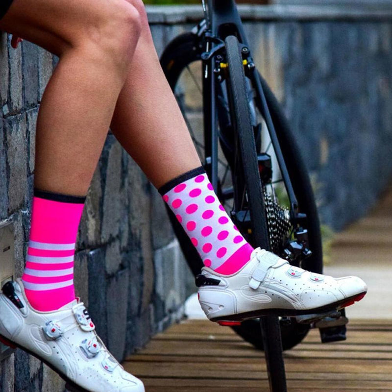 Women Men Cycling Soccer Socks Striped Dot Print Outdoor Sports Basketball Socks