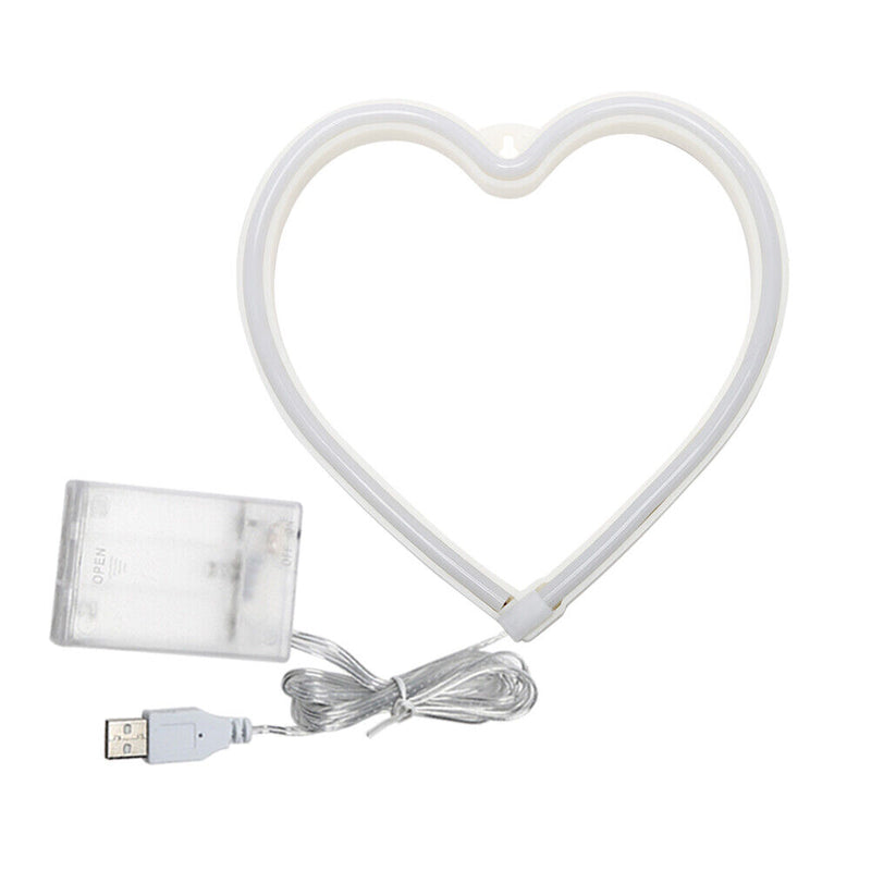 LED Neon Light Heart Sign Night Lamp Xmas Valentine Day Decor Gift (Pink)