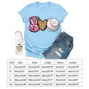 Baseball Leopard Love Print Tea T-Shirt (Light Blue S)