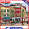 Oil Paint By Numbers Center Street House Frameless Picture Craft Kit for Home