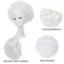 Women Night Sleep Hair Cap Satin Adjustable Curly Hair Styling Hat (White)