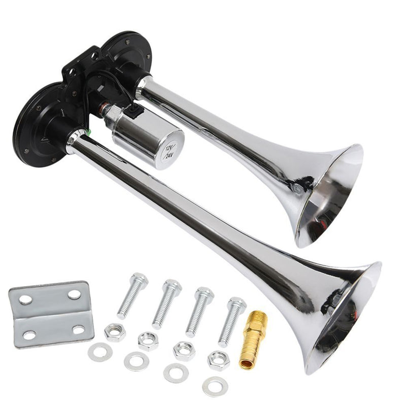 Electric Horn Kit Dual Trumpet Air Horn for Cars Trucks Trains Lorrys Boat