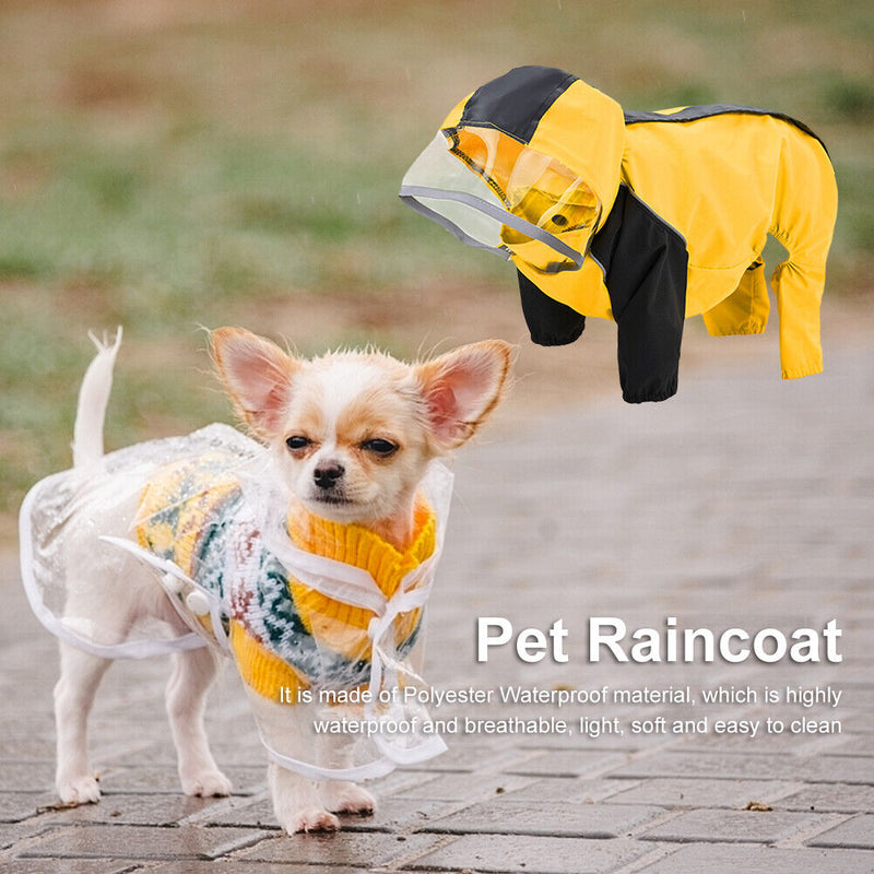 #A Pet Raincoat Four-Legged All-Inclusive with Reflective Strips Poncho Rain Cov