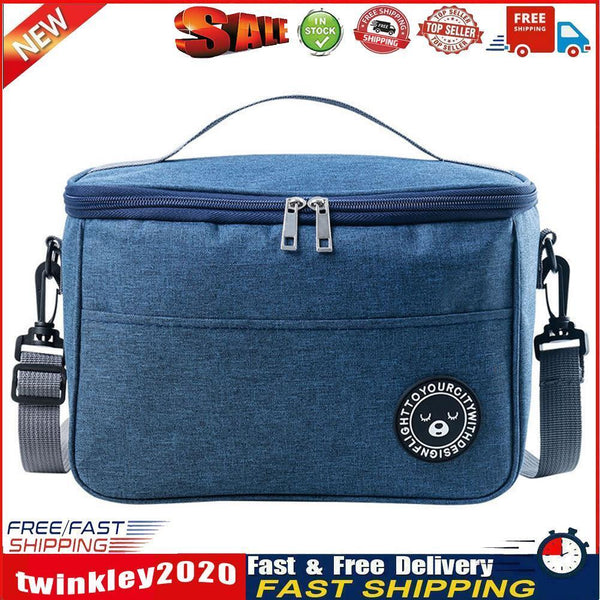 Portable Lunch Insulation Bag Waterproof Food Ice Pack Thermal Bags (Navy) Newly