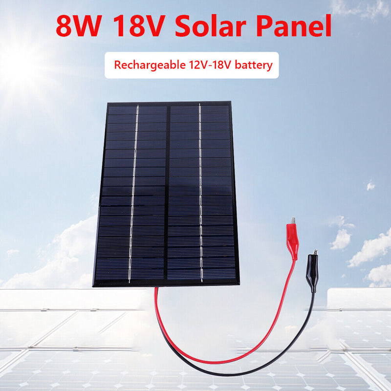 Waterproof Solar Panel 8W Polycrystalline Board 200x130mm for 12V-18V Batte