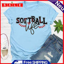 Independence Day Print Softball Letter Tea T-Shirt (Blue XL)